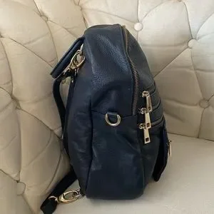 Laura Di Maggio Zipper Backpack Bag Blue Leather Laura Di Maggio | Bags | Laura Di Maggio Milan Blue Leather  main image 2